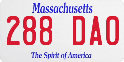 MA license plate 288DA0