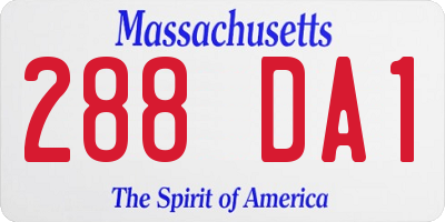 MA license plate 288DA1