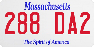 MA license plate 288DA2