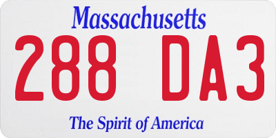 MA license plate 288DA3