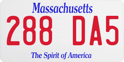 MA license plate 288DA5