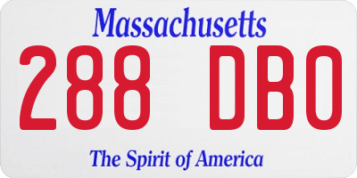 MA license plate 288DB0
