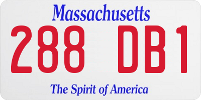MA license plate 288DB1