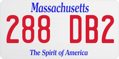 MA license plate 288DB2