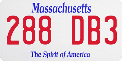 MA license plate 288DB3