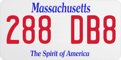 MA license plate 288DB8