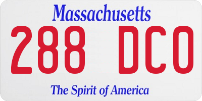 MA license plate 288DC0