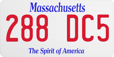 MA license plate 288DC5