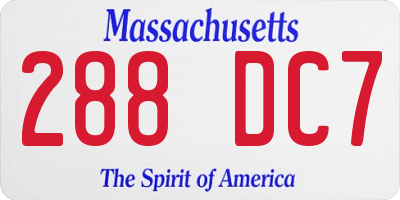 MA license plate 288DC7