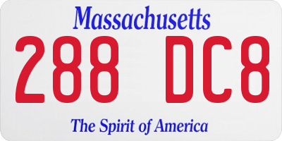 MA license plate 288DC8