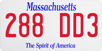 MA license plate 288DD3