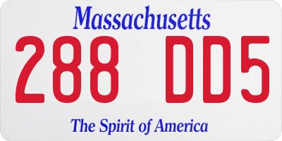 MA license plate 288DD5