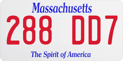 MA license plate 288DD7