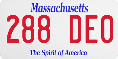 MA license plate 288DE0