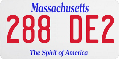 MA license plate 288DE2
