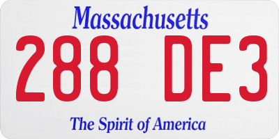 MA license plate 288DE3