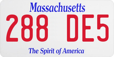 MA license plate 288DE5