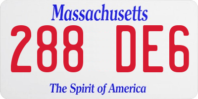 MA license plate 288DE6