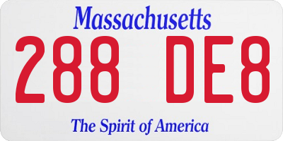 MA license plate 288DE8