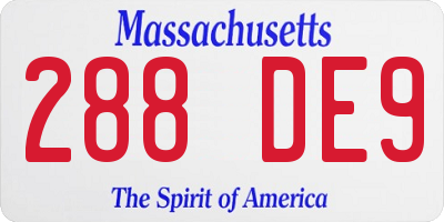 MA license plate 288DE9