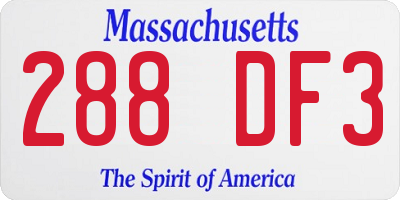 MA license plate 288DF3
