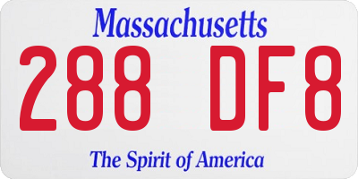 MA license plate 288DF8