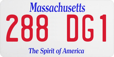 MA license plate 288DG1
