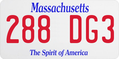 MA license plate 288DG3