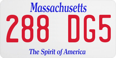 MA license plate 288DG5