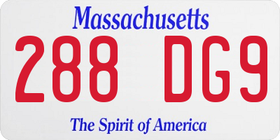 MA license plate 288DG9