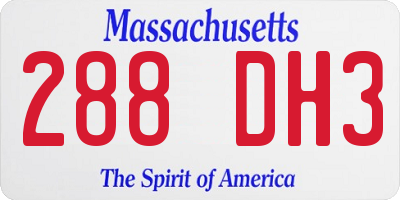 MA license plate 288DH3
