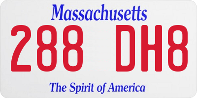 MA license plate 288DH8