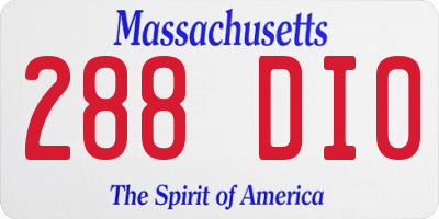 MA license plate 288DI0