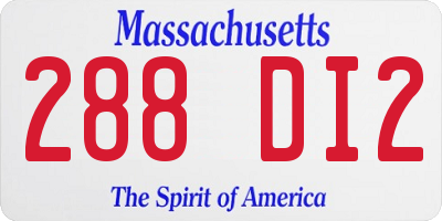 MA license plate 288DI2