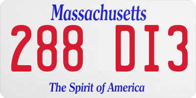 MA license plate 288DI3