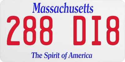 MA license plate 288DI8