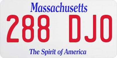 MA license plate 288DJ0