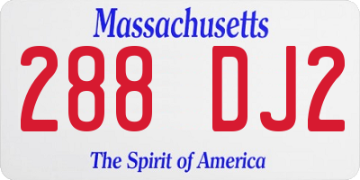 MA license plate 288DJ2