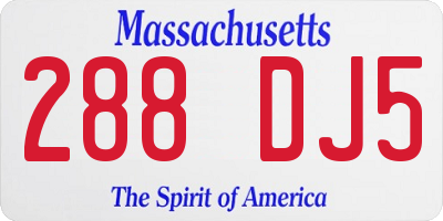 MA license plate 288DJ5