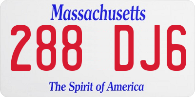 MA license plate 288DJ6
