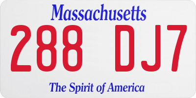 MA license plate 288DJ7