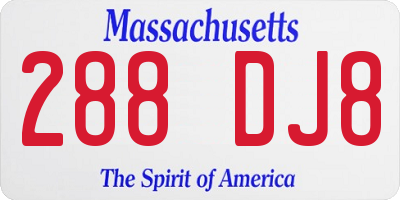 MA license plate 288DJ8