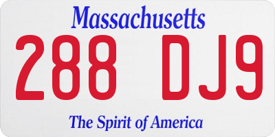 MA license plate 288DJ9
