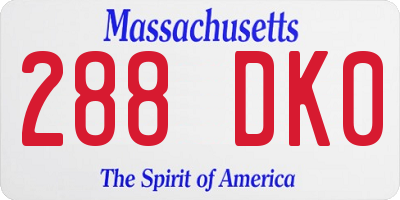 MA license plate 288DK0