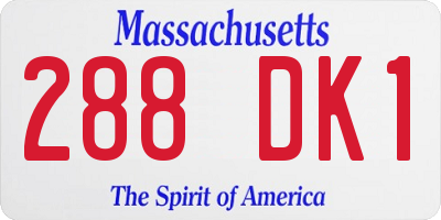 MA license plate 288DK1