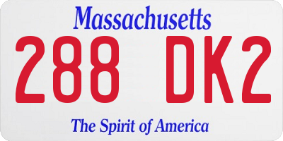 MA license plate 288DK2