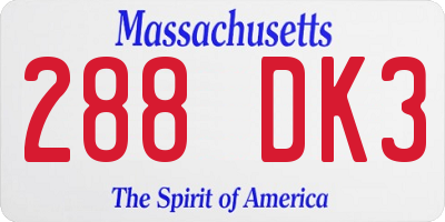 MA license plate 288DK3