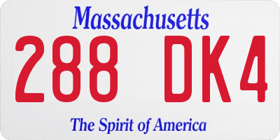 MA license plate 288DK4