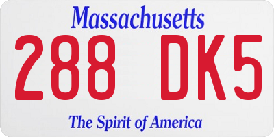 MA license plate 288DK5