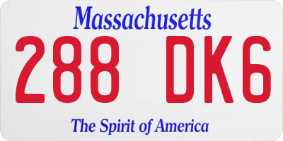 MA license plate 288DK6